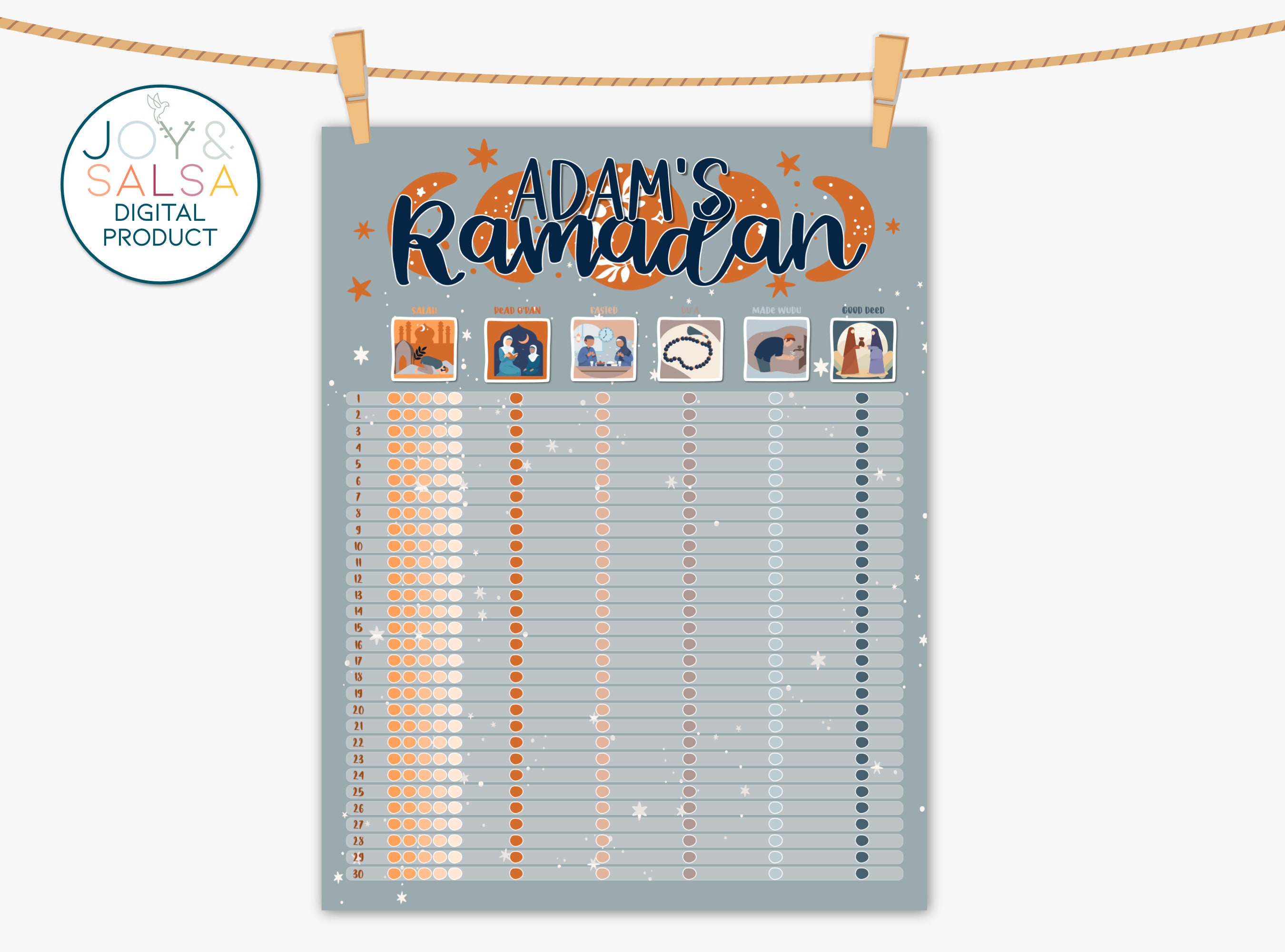 Personalized Ramadan Tracker for Kids and Adults EID Decor Ramadan ...