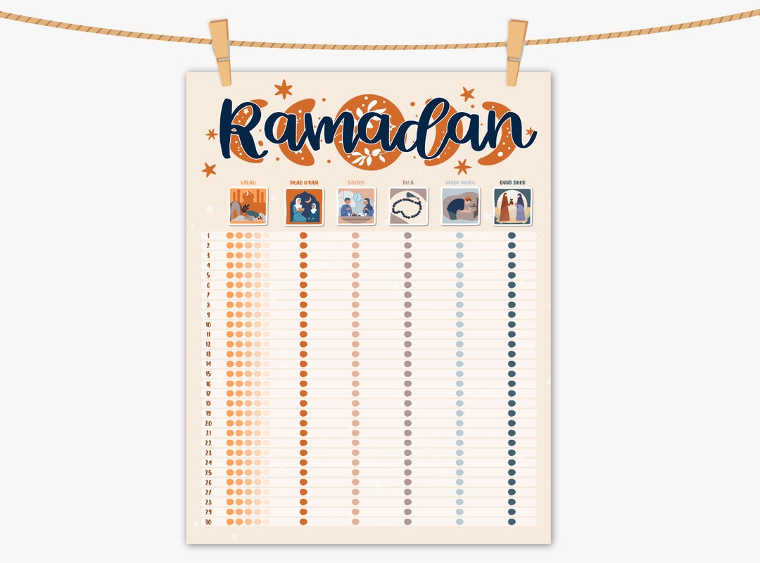 Ramadan Tracker for Kids and Adults - Beige EID Decor - Ramadan Gifts ...