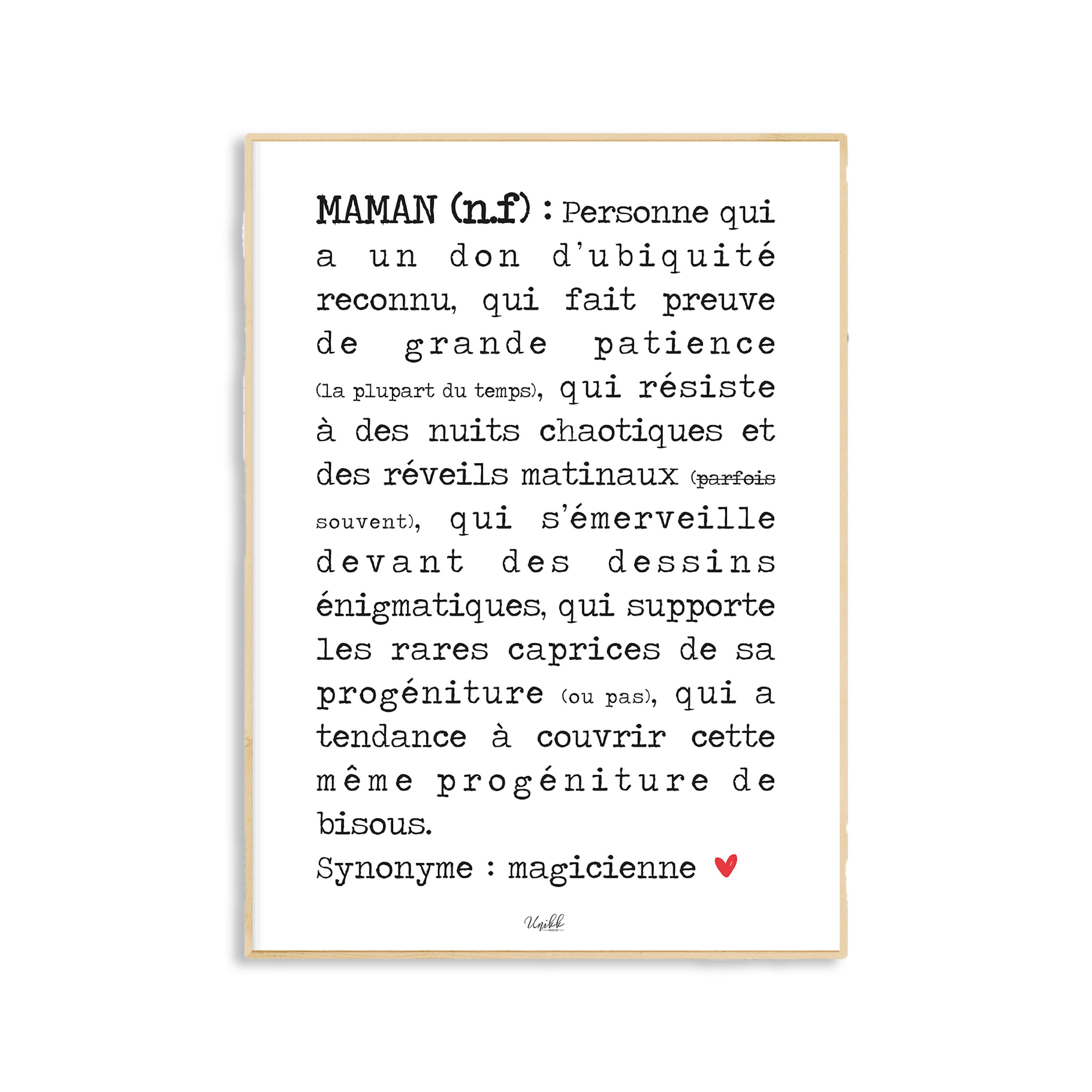 Affiche Définition Maman A4