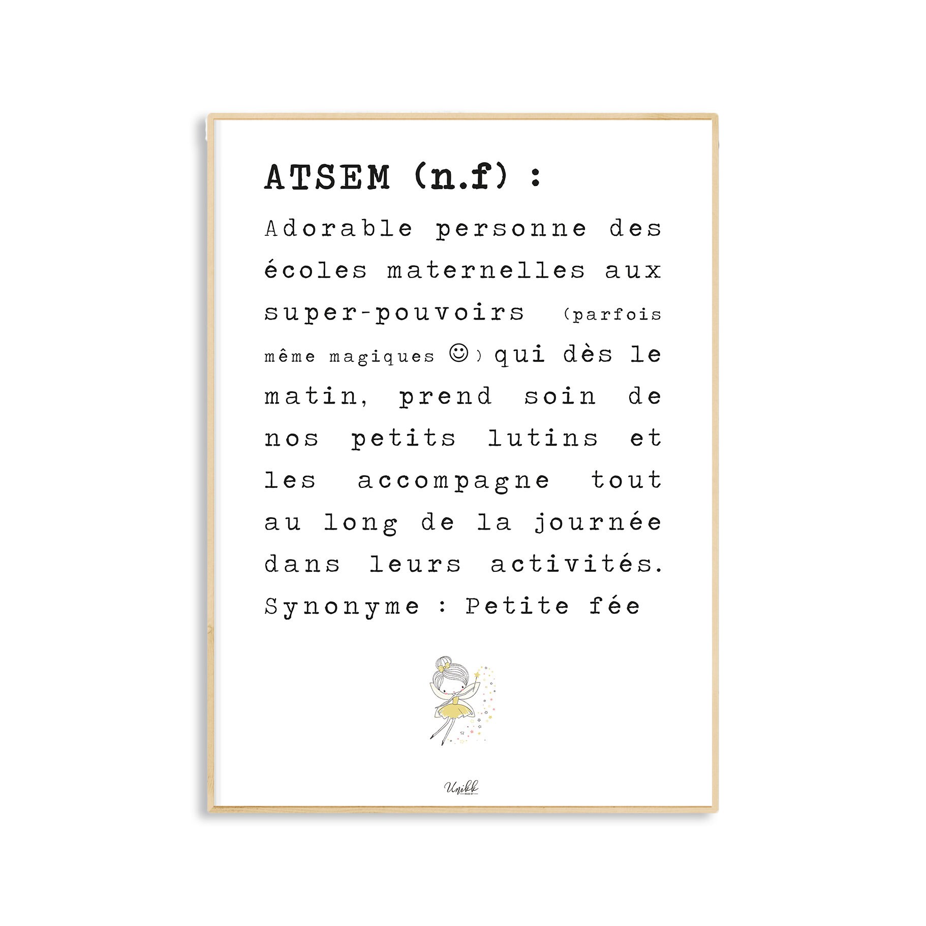 Affiche Définition Atsem/Aide Maternelle Idée Cadeau