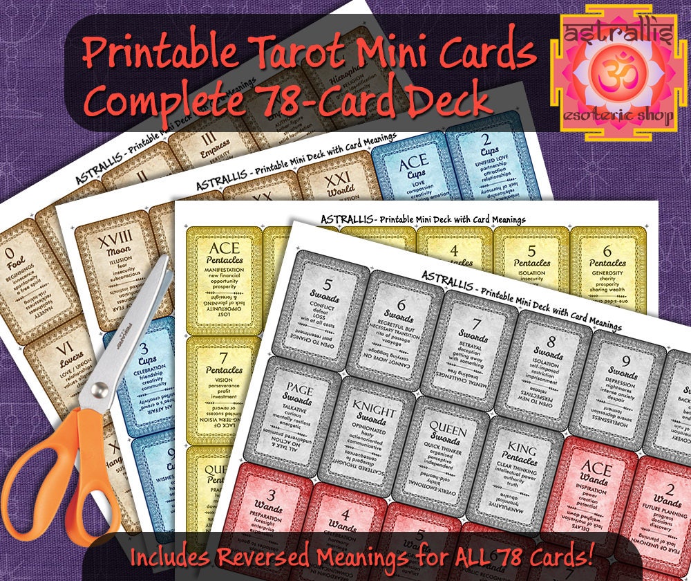 Printable Tarot Cards | Full 78 Printable Tarot Deck | Tarot Deck ...