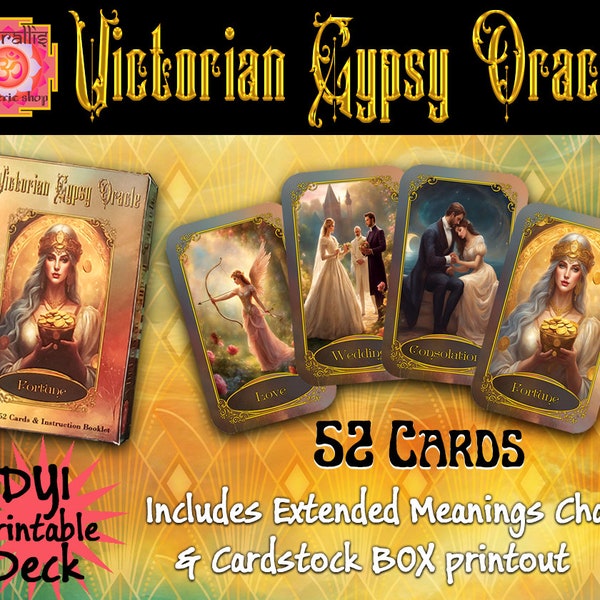 Printable Oracle Deck - "VICTORIAN GYPSY ORACLE" Divination Cards.