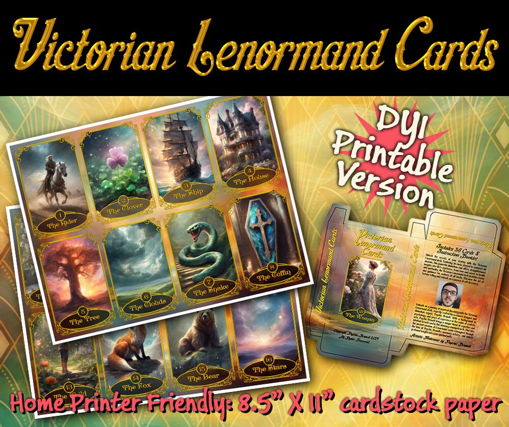 Printable Oracle Deck VICTORIAN LENORMAND Divination Cards. Printable ...