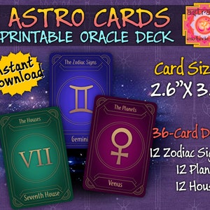 Astro Cards Oracle Deck | Printable Astrology Cards |Astrology Deck