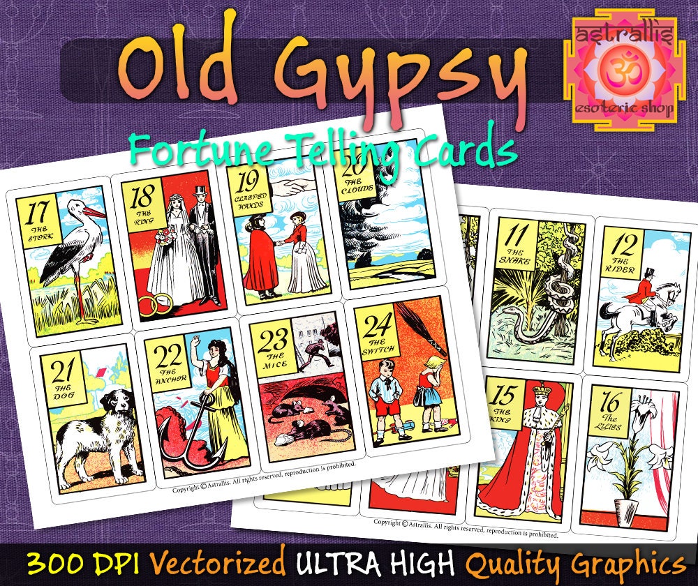 Old Gypsy Fortune Telling Cards | Printable Gypsy Cards | Gypsy Fortune ...