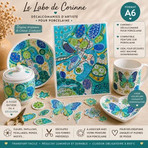 Ceramic art decal – Original design by Corinne JeanJacques – A6 format – For porcelain, earthenware and glazed stoneware
