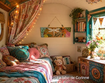 Holzschild „Boho Libelle“