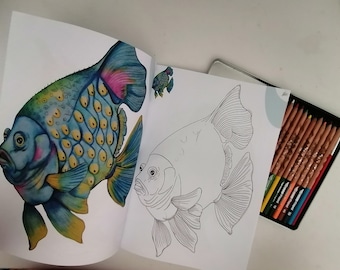 Book the art of coloring “fish” by the artist Corinne JEANJACQUES, 30 pages