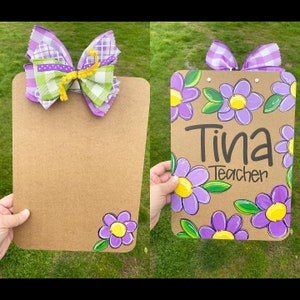 Painted Clipboard, Teacher,  Teacher Gift, Daisies, Nurse Gift, School Supplies