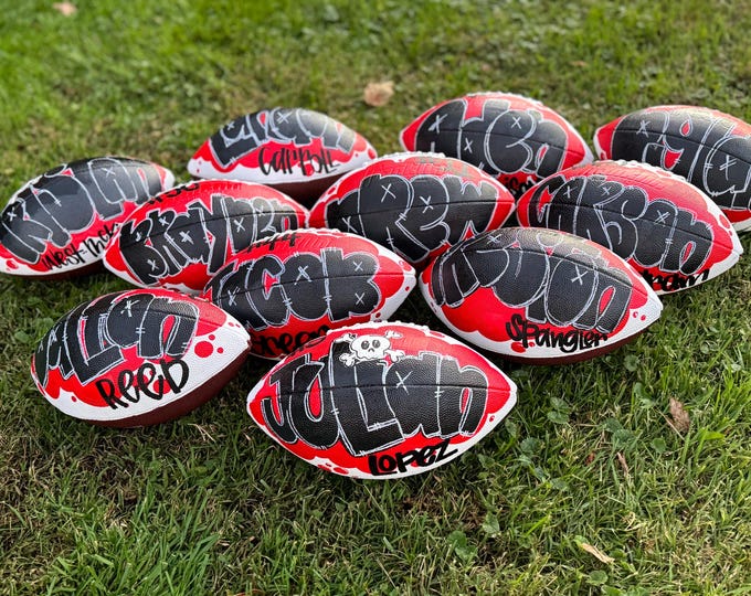 Personalized Hand Painted Football: Senior/Coach Gift, Team Decor