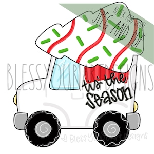 Door Hanger Template: Christmas Cake Truck door hanger template, Digital Download, Instant Download, Door Hanger Pattern
