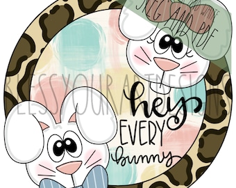 Bunny Door Hanger Template: Easter Welcome Sign (PDF & JPEG)