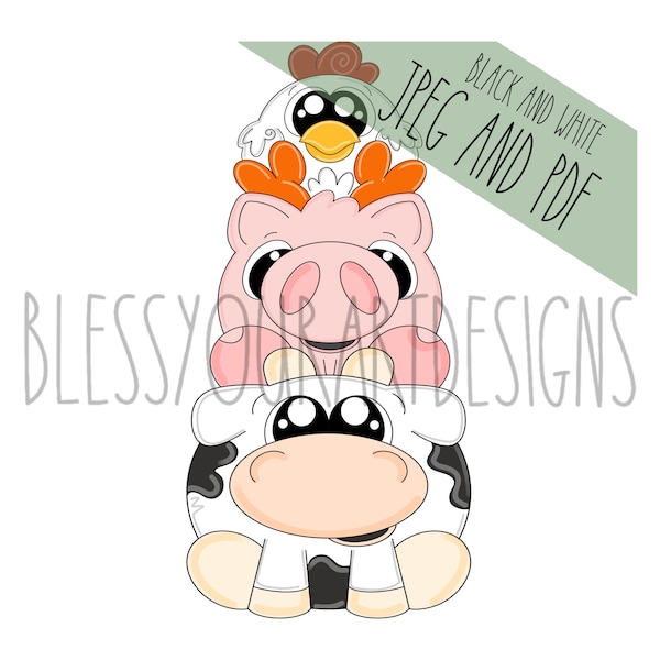 TEMPLATE: Farm Animal Door Hanger Template, Cow Door Hanger Template, Farm Door Hanger Template, Pig Door Hanger Template, Chicken Template