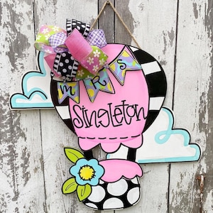 Teacher Door Hanger, Hot Air Balloon Decor, Classroom decor, Teacher Appreciation Gift, Teacher Door Wreath, Flower Door Sign, Teacher Sign