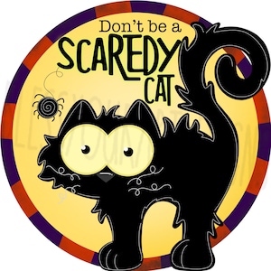 Door Hanger TEMPLATE: Scaredy Cat Door Hanger, Halloween Decor, DIY Door Hanger