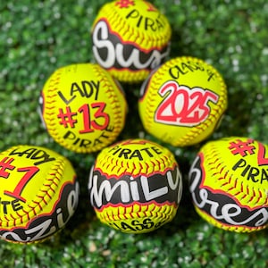 Personalized Hand Painted Softball, Senior Gift, Coach Gift, Athlete Gift, Softball Season Decor, Team Fan
