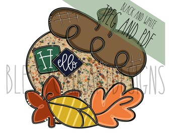 TEMPLATE: Acorn Door Hanger Template, Hello Fall Door hanger Template, Fall Leaves Door Hanger Template, Fall Door Hanger Template