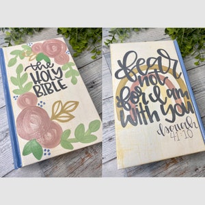 No temas, porque yo estoy contigo, Biblia pintada a mano, regalo personalizado, Biblia personalizada