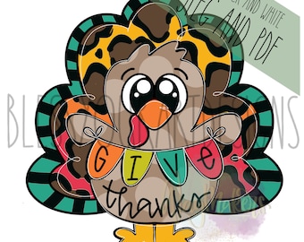 Door Hanger Template TEMPLATE: Ombré Turkey| door hanger template, Digital Download, Instant Download, Door Hanger Pattern