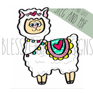 TEMPLATE: Valentines Llama door Hanger Template, Llama Door Hanger Template, Valentines Door Hanger Template, Valentines Day Door Hanger