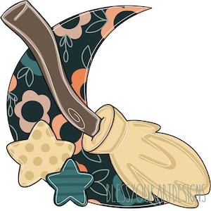 Door Hanger Template: Witch&#39;s Broom Door Hanger, Halloween Sign, Digital Download, Instant Download, Door Hanger Pattern