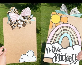 Painted Clipboard, Teacher | Teacher Gift| Boho RainbowNurse Gift| School Supplies|