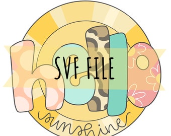 Door Hanger SVG-Hello Sunshine Digital Download, Welcome Sign SVG, Laser Cut File, Glowforge SVG, Door Sign Cut File, Summer