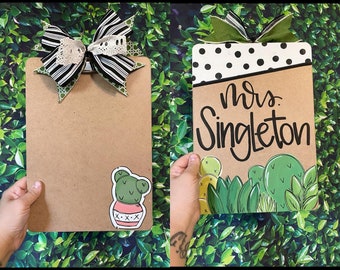hand painted clipboard, Teacher | Teacher Gift| Boho CactusNurse Gift| School Supplies|