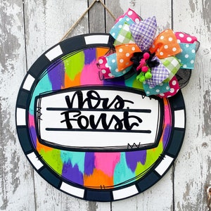 Personalized Wooden Door Hanger| Teacher Door Hanger| Classroom Decor| Teacher Sign| School Gift| School Sigh| Bright Colorful Sign