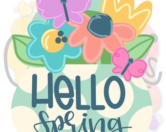 Door HangerTEMPLATE: Hello Spring Door Hanger Template, Digital Download, Instant Download, Digital Door Hanger Template, Spring Door Wreath