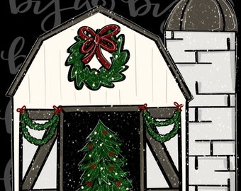Door Hanger Template: Snowy Christmas Barn| door hanger template, Digital Download, Instant Download, Door Hanger Pattern