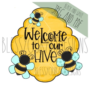 Door Hanger TEMPLATE: Bee Hive| door hanger template, Digital Download, Instant Download, Door Hanger Pattern