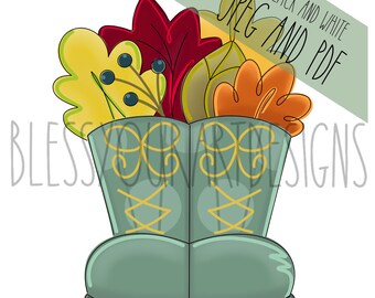 Door Hanger Template: Fall Boots Door Hanger Template, Digital Download, Instant Download, Door Hanger Pattern