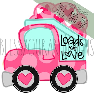 TEMPLATE: Valentines Truck door hanger template, Valentines Day Door Hanger Template, Heart Door Hanger Template, Truck Door Hanger
