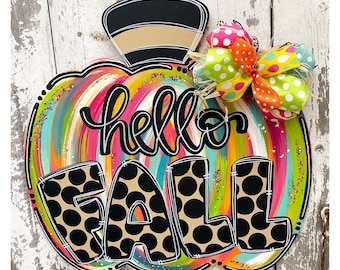 Fall Door Hanger, Pumpkin Door Decor, Thanksgiving Door Hanger, Fall Wreath, Personalized Door Decor, Door Sign, Pumpkin Wreath