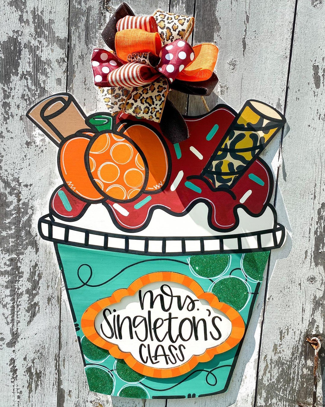 Fall Front Door Decor, Teacher Door Sign, Pumpkin Spice Latte, Pumpkin ...