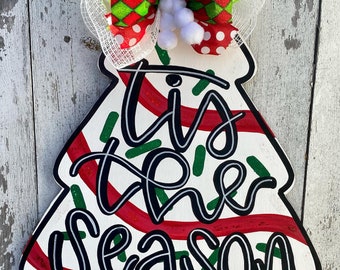 Christmas Decor, Christmas Tree Cake, Christmas Door Hanger, Christmas Tree Cake Door Hanger, Holiday Decor, Christmas Tree sign