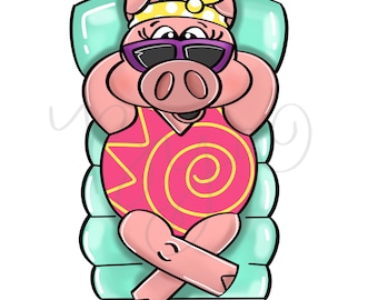 Door Hanger Template: Floating Pig| door hanger template, Digital Download, Instant Download, Door Hanger Pattern