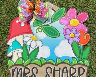 Teacher Wreath, Garden Door Hanger, Teacher Door Hanger, Classroom Decorations, School Wreath, Teacher Door Sign, School Door Hanger