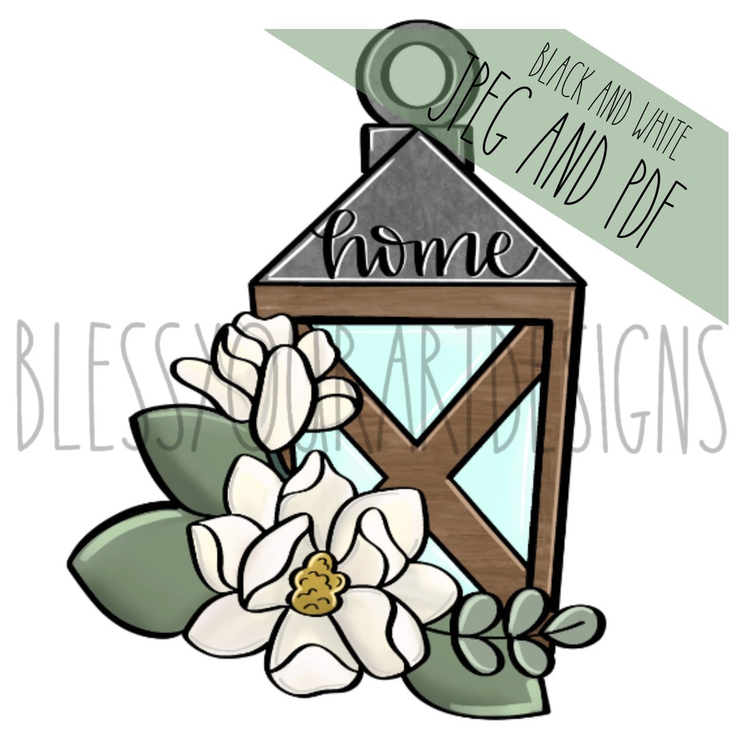 TEMPLATE: Magnolia Lantern Door Hanger Template, Farmhouse Door Hanger ...