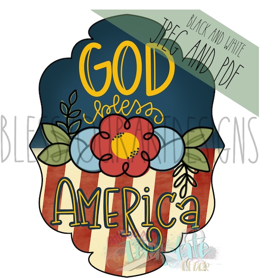TEMPLATE: Independence Day Door Hanger Template, God Bless America Door Hanger Template, America Door Hanger Template, July 4th Door Hanger