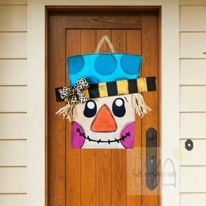 Halloween Decor, Fall Decor, Scarecrow Door Hanger, Fall Wreath, Welcome Door Sign, Scarecrow Decor, Wreath, fall home