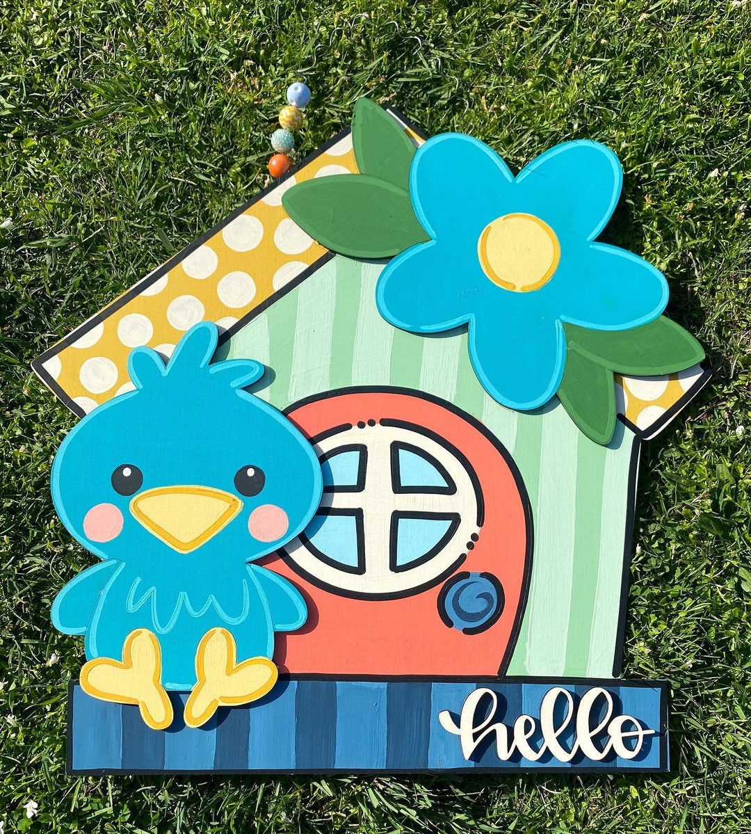 Birdhouse Door Hanger Sign Spring Door Sign Spring Etsy