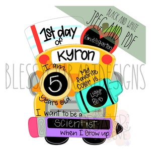 TEMPLATE: 1st Day of School door hanger template, School Door Hanger Template, Chalkboard Door Hanger Template, School Bus Door Hanger