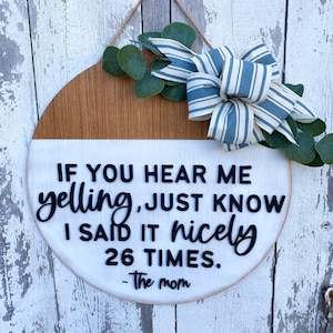 Mom Front Door Hanger,Everyday Door decor, Porch Sign, Mom Sign, Funny Door Sign, Wooden Porch Sign, Wooden Door Hanger
