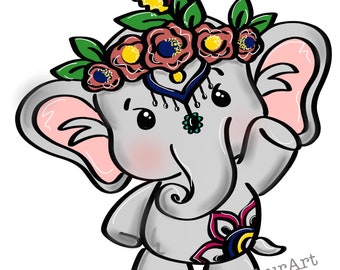 Door Hanger TEMPLATE: Flower Elephant| door hanger template, Digital Download, Instant Download, Door Hanger Pattern