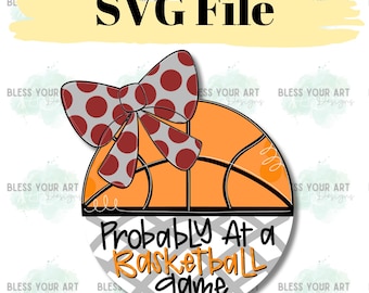 Door Hanger SVG-Girls Basketball Digital Download, Welcome Sign SVG, Laser Cut File, Glowforge SVG, Door Sign Cut File, Sports