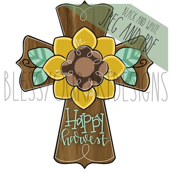 Door HangerTEMPLATE: Sunflower Cross| door hanger template, Digital Download, Instant Download, Door Hanger Pattern