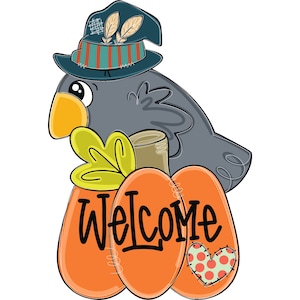 Door Hanger Template: Crow & Pumpkin door hanger template, Digital Download, Instant Download, Door Hanger Pattern