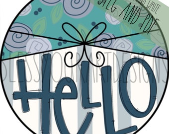 Spring Floral Door Hanger Template: Hello Round Sign (PDF & JPEG)